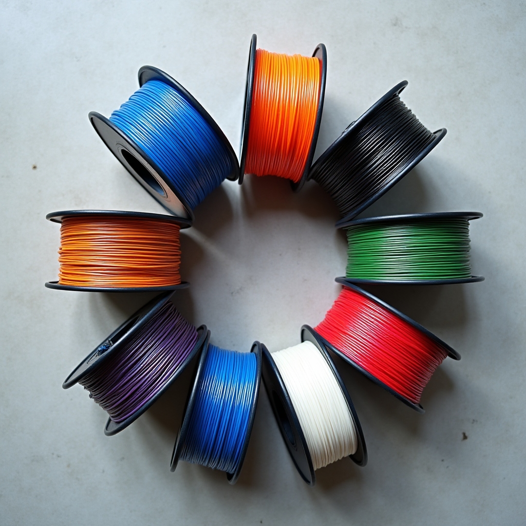 Bobine di filamento PLA e PETG in vari colori disponibili per il workshop